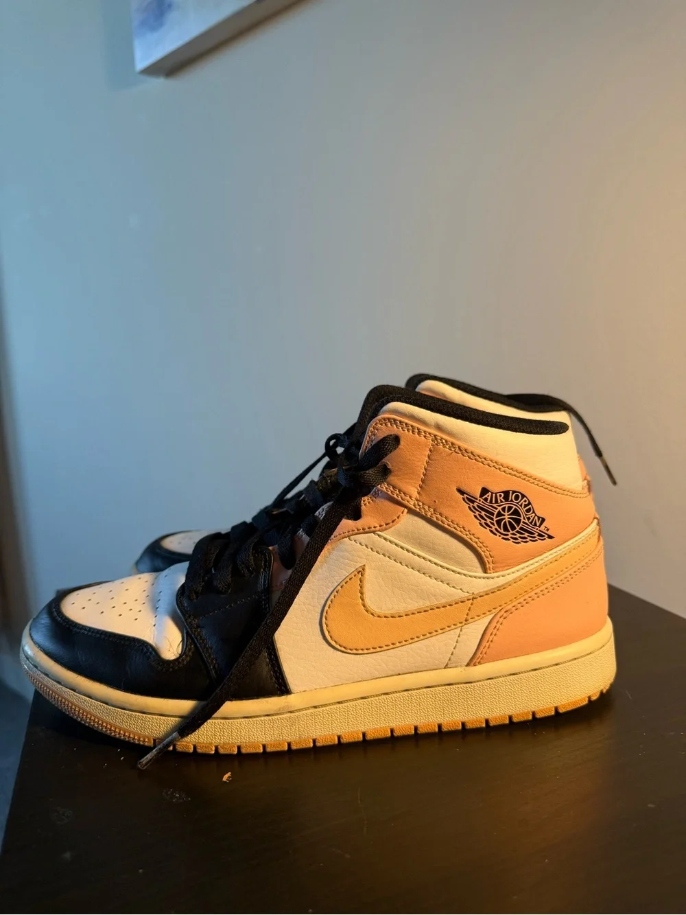 Jordan Men’s Mid-Top Sneakers in Peach, Black & White